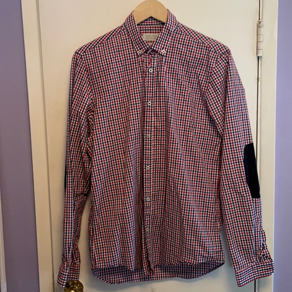 Zara button up with elbow patches